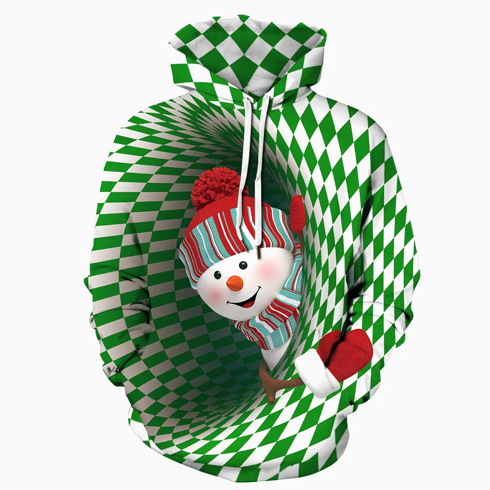 Christmas Theme Cute Cartoon Character Hoodies For Men Autumn Winter Daily Casual Long Sleeve Hooded Tops Harajuku Y2K Pullovers