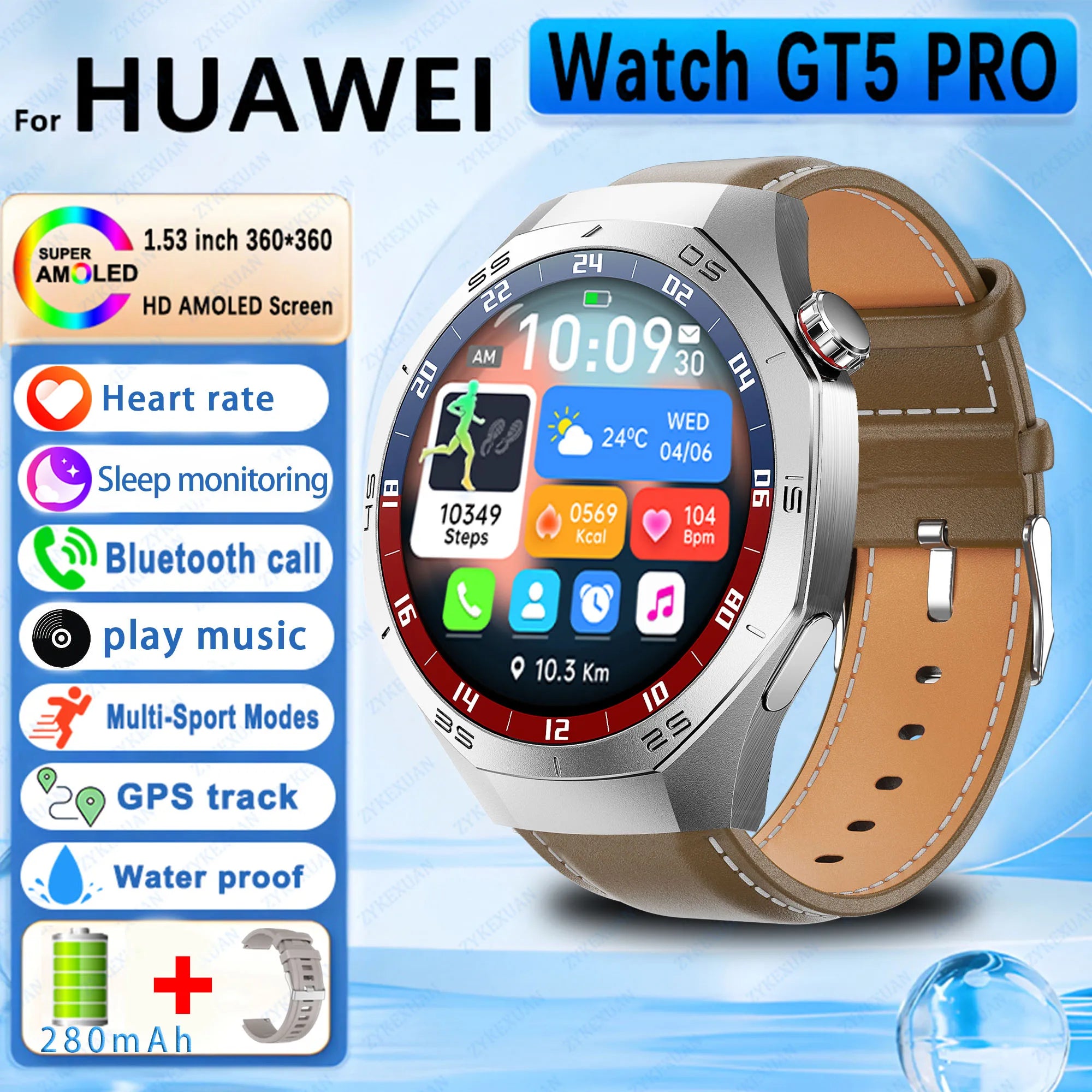 2025 New For Huawei Watch GT5Pro Military GPS Smart Watch Men Full Touch Screen Sport Fitness HealthTest Voice Call SmartWatch