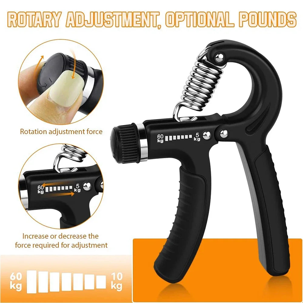 5-60kg Adjustable Hand Grip Strength Strengthener Trainer Full Set With Counter Wrist Forearm And Hand Exerciser For Muscle