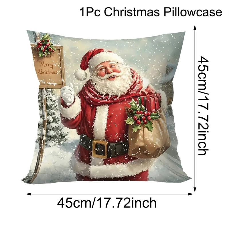 Christmas Decoration Throw Pillow Covers Santa Claus Snowman Elk Winter Holiday Decorative Pillowcases for Sofa Couch Home Decor