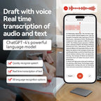 8-128GB AI ChatGPT-4 Intelligent Voice Recorder Audio App Phone Call Record Transcribe Summarize Voice to Text Conversion Device