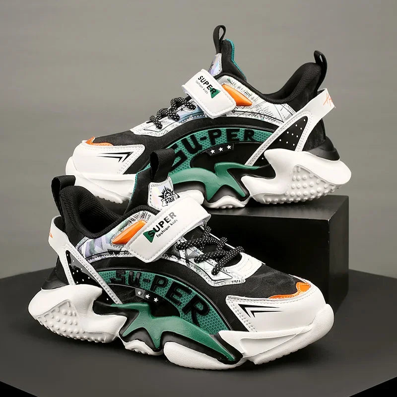 Sport Kids Leather Sneakers Four Season Boys Casual Shoes Non Slip Children Fashion School Walking Running Shoes Size 28-39