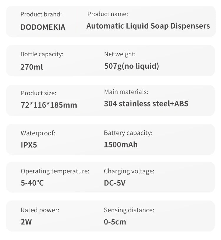 Kitchen Soap Machine Automatic Sensor Out of Hand Sanitizer Smart Electric Body Wash Soap Dispenser 304 Stainless Steel