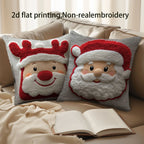 Christmas is cute and fun!Santa Claus & Snowman pattern on pillowcase New Year home decoration 2d flat printing