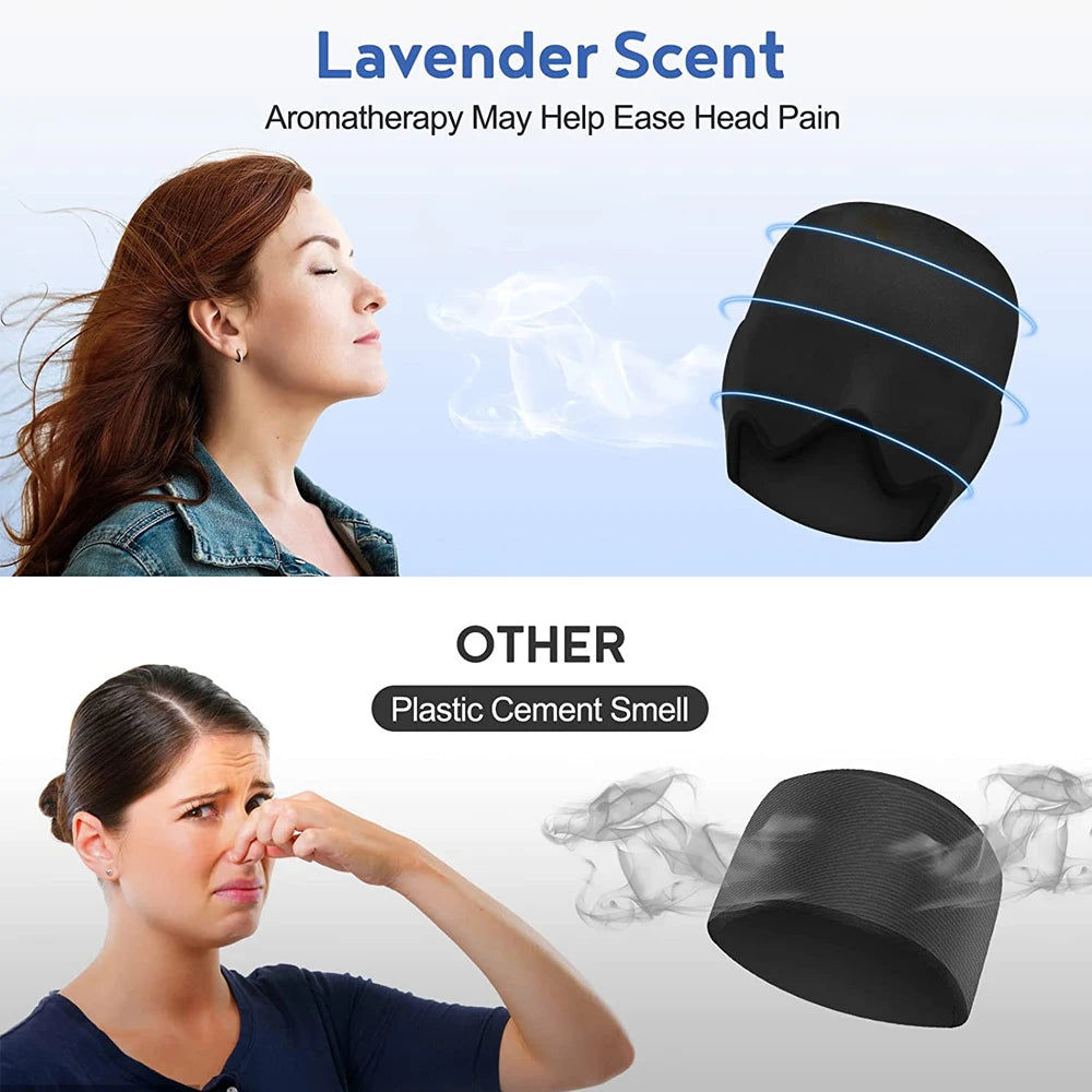 360° Gel Migraine Ice Head Wrap Headache Relief Hat for Migraine with Hot & Cold Therapy Flexible Ice Head Wrap for Sinus&Stress