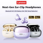 Lenovo LE302 Wireless Bluetooth 6.0 Headset Long Battery Life Sports Ear Clip Earphones HIFI Stereo Noise Cancelling Headphones