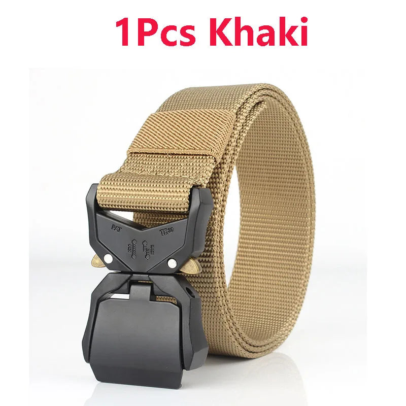 Tactical Waist Belt Durable Automatic Buckle Quick Release Elastic Belt Outdoor Adventure Training Belt Men's Trouser Belt Black