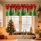 Christmas Curtain Valance Xmas Rod Pocket Window Treatment for Living Room Kitchen Bedroom Christmas Decorations For Home 2025