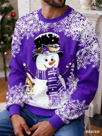 2025 Winter Men's Christmas Snowman Print Round Neck Hoodie Fashionable Women's Sweater Hoodie Fashionable Casual Loose Hoodie