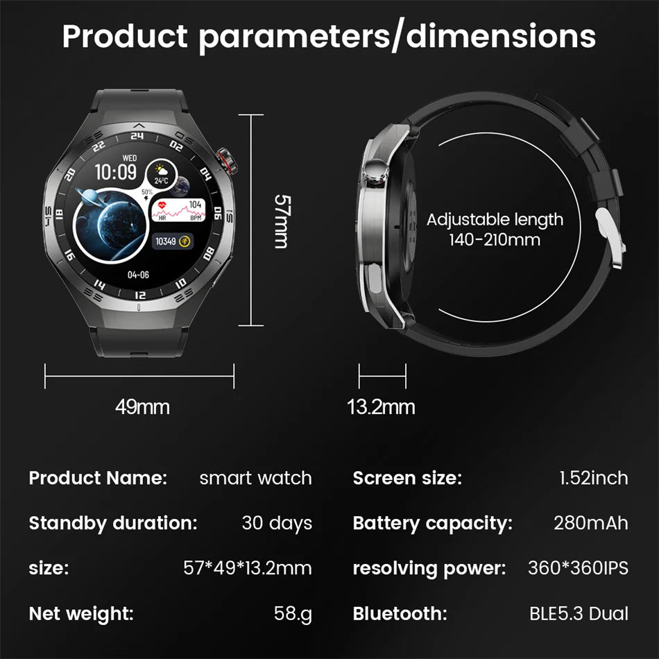 2025 New For Huawei Watch GT5Pro Military GPS Smart Watch Men Full Touch Screen Sport Fitness HealthTest Voice Call SmartWatch