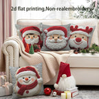 Christmas is cute and fun!Santa Claus & Snowman pattern on pillowcase New Year home decoration 2d flat printing