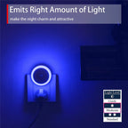 LED Night Light Smart Night Sensor Round Plug in Wall Night Lamp Bathroom Home Kitchen Hallway Staireway Bedroom Nightlight