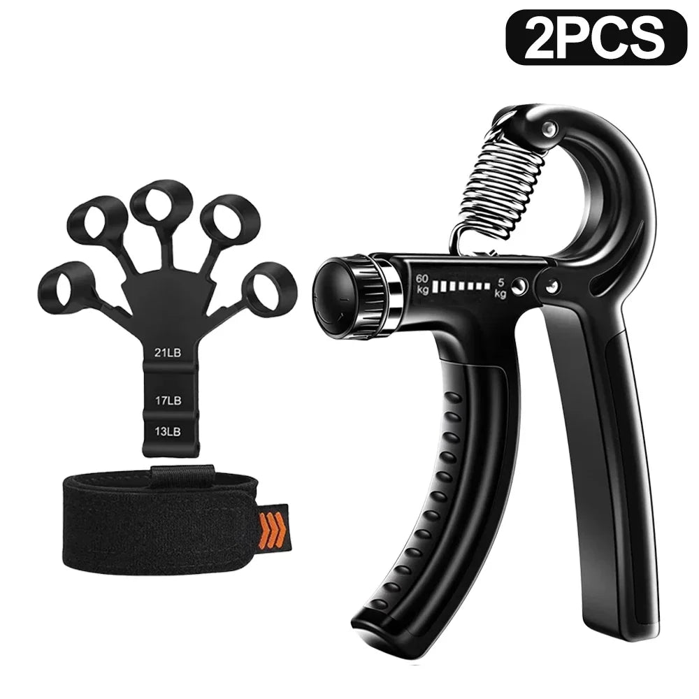 5-60kg Adjustable Hand Grip Strength Strengthener Trainer Full Set With Counter Wrist Forearm And Hand Exerciser For Muscle