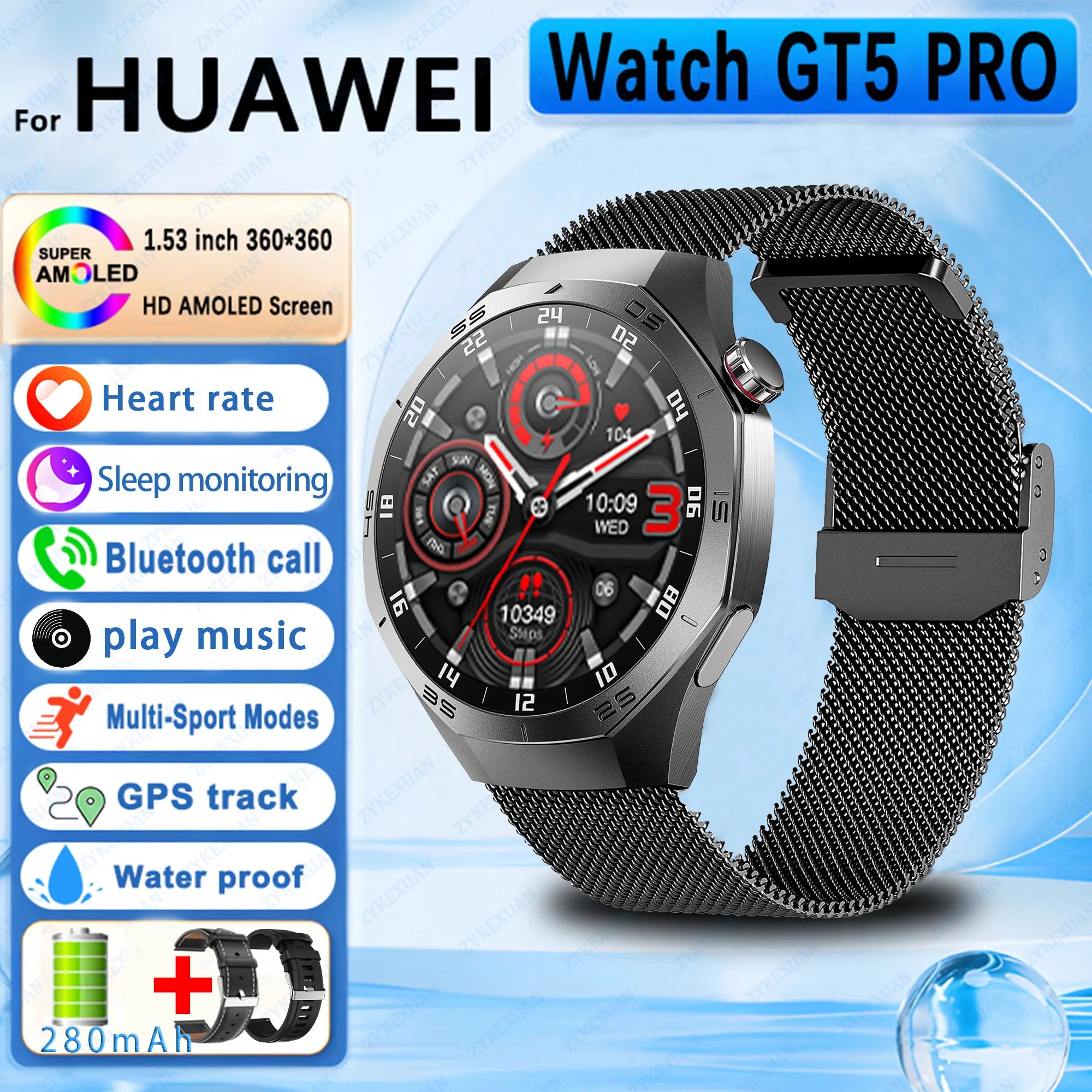 2025 New For Huawei Watch GT5Pro Military GPS Smart Watch Men Full Touch Screen Sport Fitness HealthTest Voice Call SmartWatch