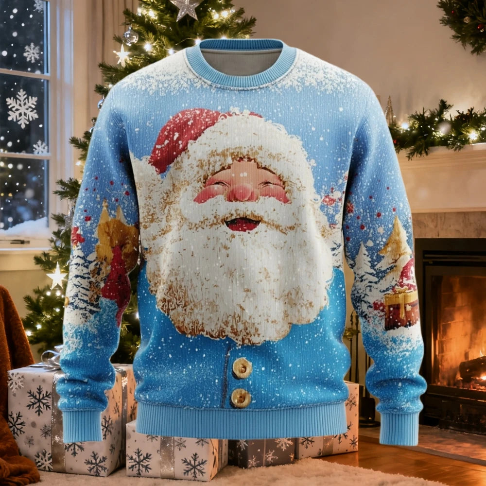 Christmas Men Women Sweatshirt 3D Printed Santa Claus Ugly Christmas Sweater Trendy Street Style Autumn Winter Casual Loose Tops