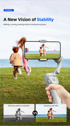 TOKQI M01 3-Axis Anti-Shake Handheld Gimbal Phone Stabilizer Foldable Holder Selfie Tripod with Fill Light for iPhone Smartphone