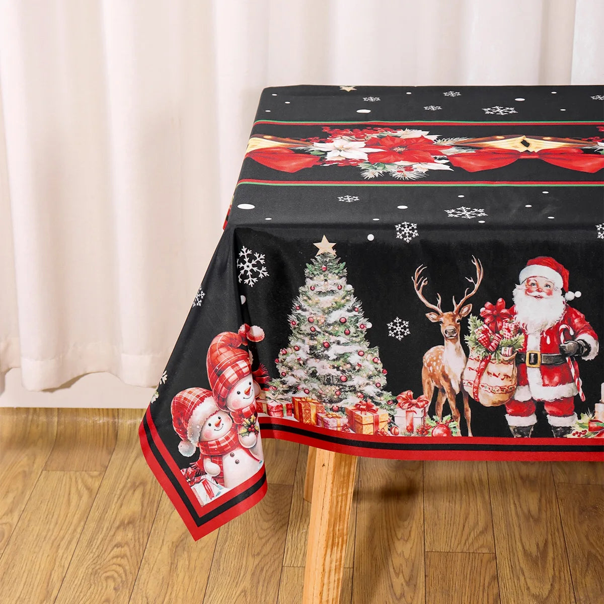 Christmas Tablecloth Santa Snowman Table Cover Christmas Party Table Decorations for Home 2025 Navidad Notal Noel Xmas Ornaments