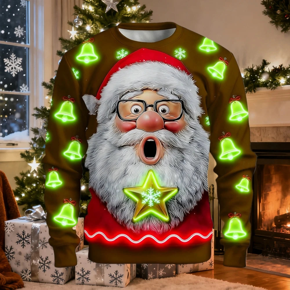 Christmas Men Women Sweatshirt 3D Printed Santa Claus Ugly Christmas Sweater Trendy Street Style Autumn Winter Casual Loose Tops