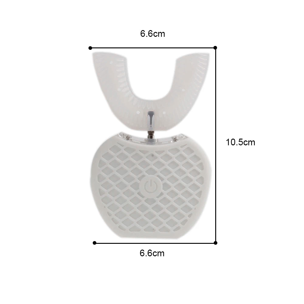 USB Rechargeable Sonic Electric Toothbrush 360 Degrees Intelligent Automatic Ultrasonic U-Shape with 4 Modes Timer + Blue Light