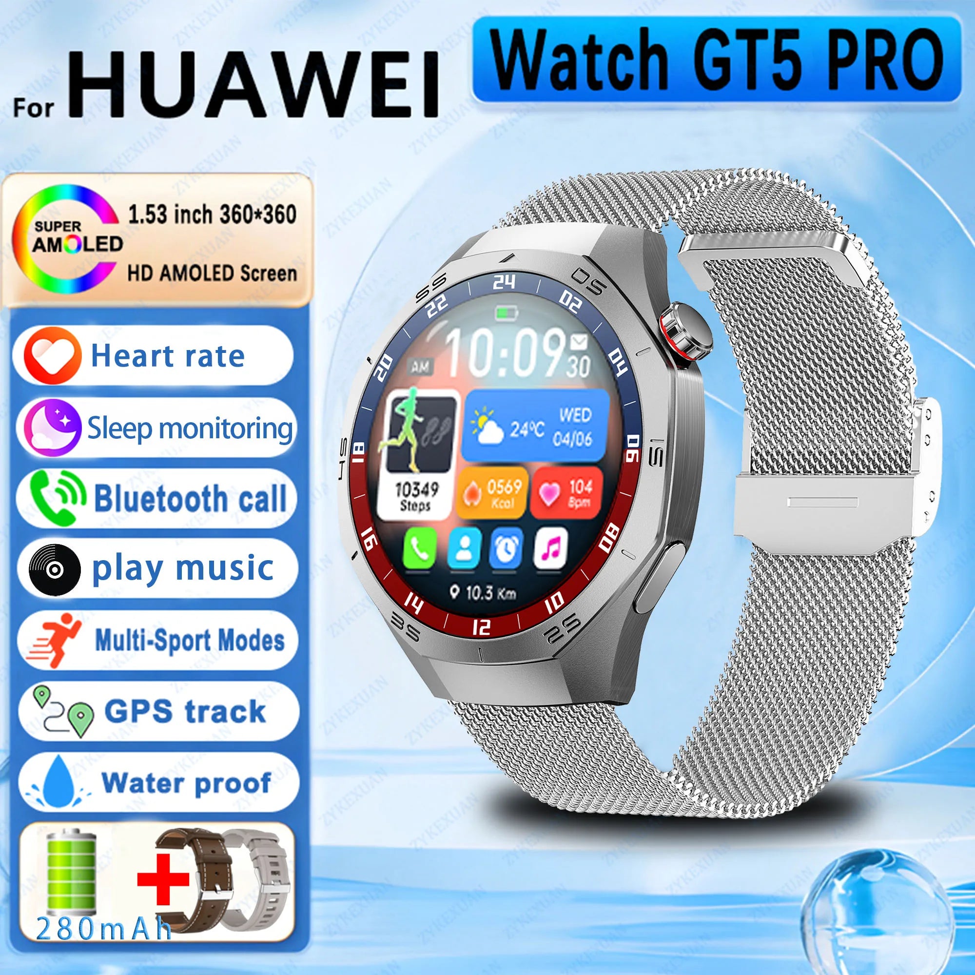 2025 New For Huawei Watch GT5Pro Military GPS Smart Watch Men Full Touch Screen Sport Fitness HealthTest Voice Call SmartWatch
