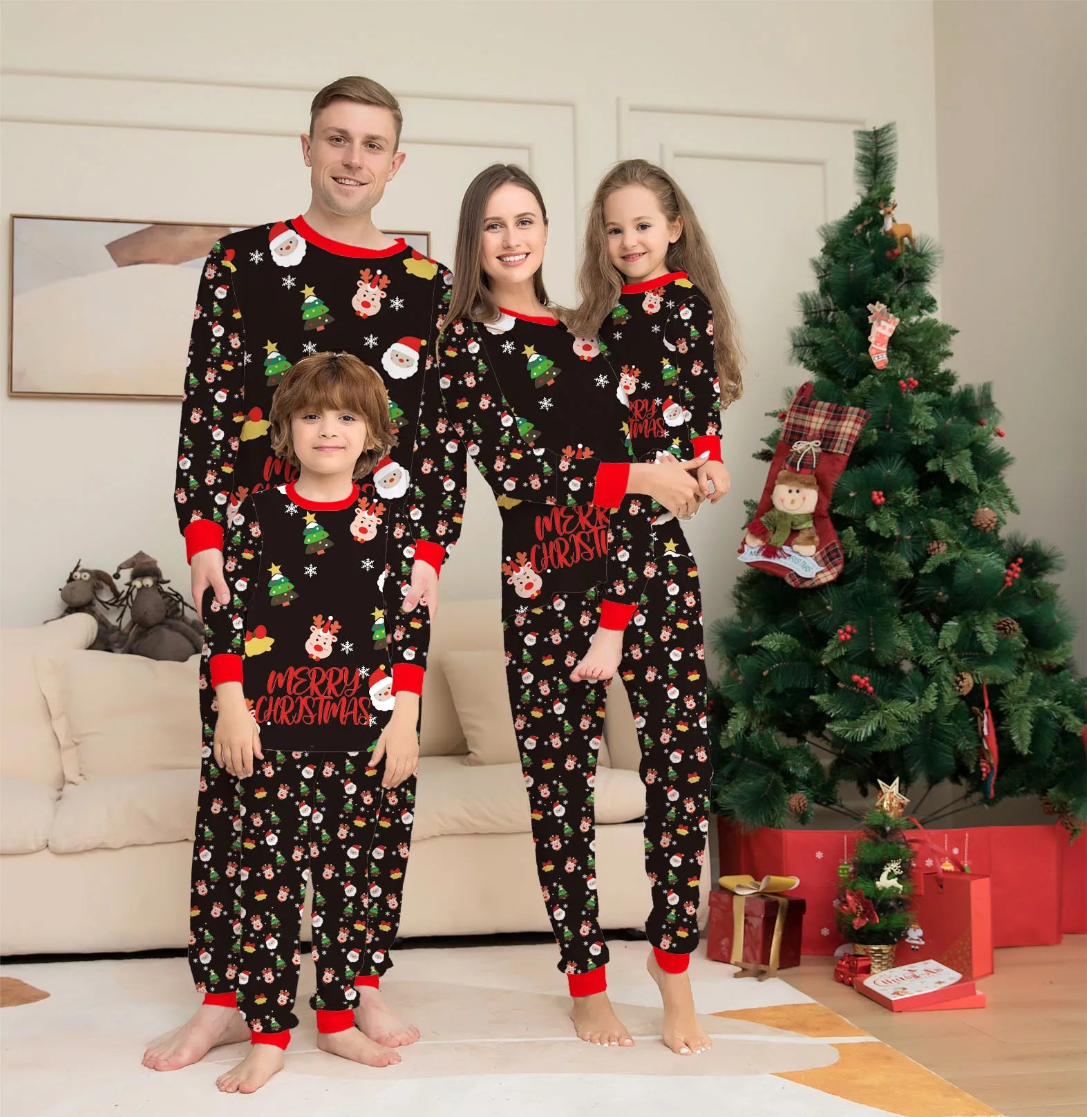 2025 Family Matching Christmas Pajamas Clothes Set Father Mother And Daughter Son Kids Matching Outfit Baby Girl Rompers Pyjamas