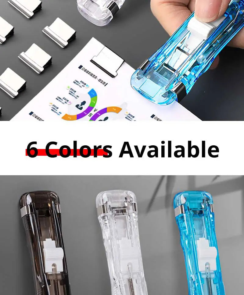 Traceless Reusable Hand Clamp Push Stapler, Paper Book File, Office, School Student Binder, Binding Tools, Supplies Accessories