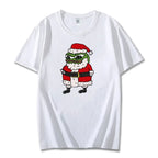Navidad Cartoon Pepe Christmas T-Shirt Men Funny Santa Claus Frog Graphic Unisex Cotton Short Sleeve Casual Cute Streetwear Men