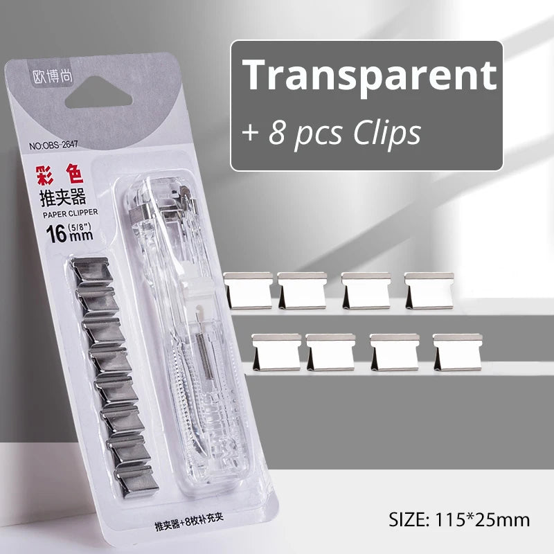 Traceless Reusable Hand Clamp Push Stapler, Paper Book File, Office, School Student Binder, Binding Tools, Supplies Accessories