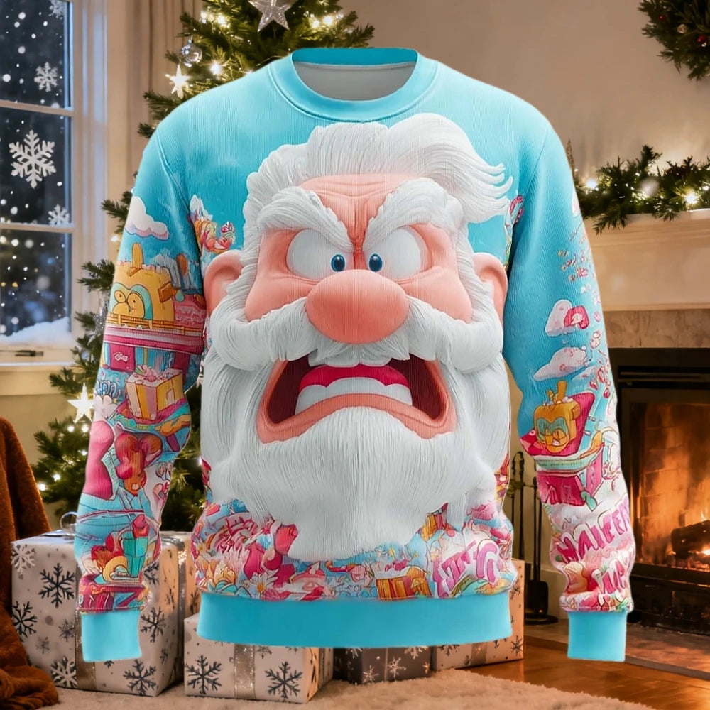 Christmas Men Women Sweatshirt 3D Printed Santa Claus Ugly Christmas Sweater Trendy Street Style Autumn Winter Casual Loose Tops