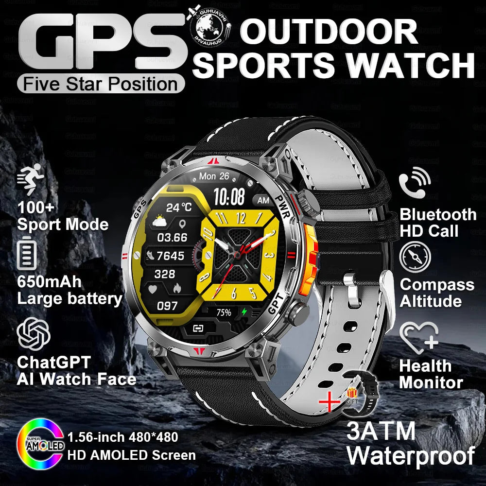 2025 New T-Rex 3 Ultra Original Military-Grade GPS Smart Watches Men Sport Tactics Compass BT Call Waterproof Swim Smart Bracelet