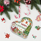 2D Flat Acrylic Christmas Heart-Shaped Tabletop Decoration - Merry Christmas Design with Santa, Gingerbread & Holiday Decoration
