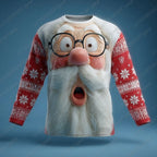 2025 Autumn Winter Christmas Men's 3D Printed Santa Claus Long Sleeve T-Shirts, Crew Neck Tees Trendy Street Style Casual Tops