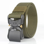 Tactical Waist Belt Durable Automatic Buckle Quick Release Elastic Belt Outdoor Adventure Training Belt Men's Trouser Belt Black