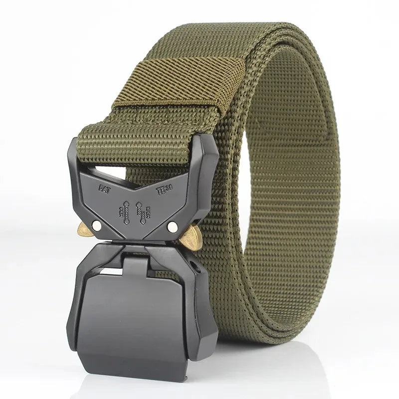 Tactical Waist Belt Durable Automatic Buckle Quick Release Elastic Belt Outdoor Adventure Training Belt Men's Trouser Belt Black