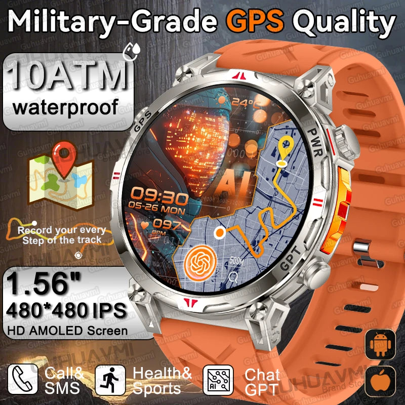 2025 New T-Rex 3 Ultra Original Military-Grade GPS Smart Watches Men Sport Tactics Compass BT Call Waterproof Swim Smart Bracelet