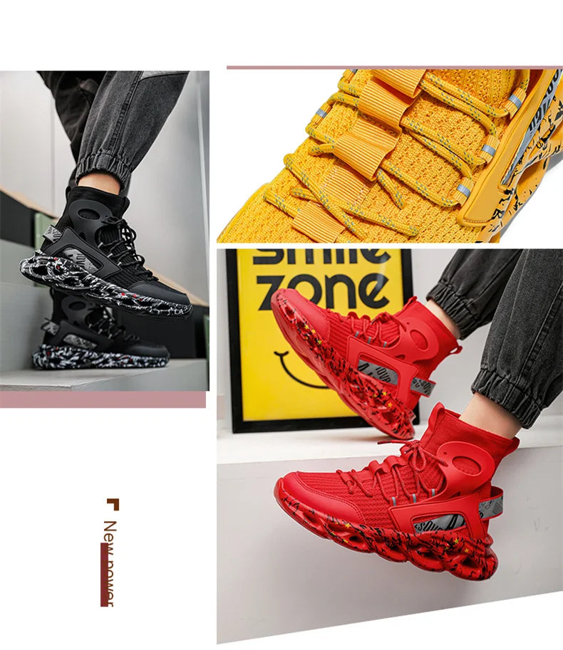 Street Red High Top Sneakers Man Fashion Platform Designer Running Shoes For Men Original Breathable Casual Men's Sports Shoes