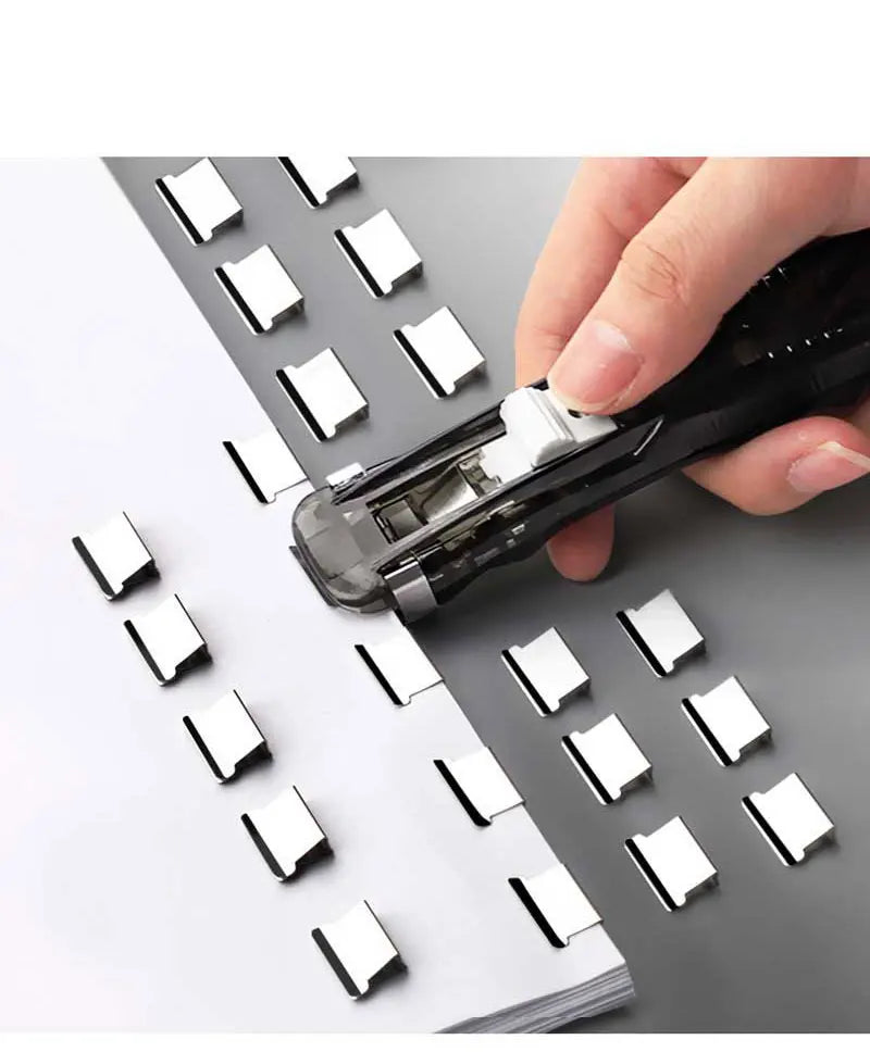 Traceless Reusable Hand Clamp Push Stapler, Paper Book File, Office, School Student Binder, Binding Tools, Supplies Accessories