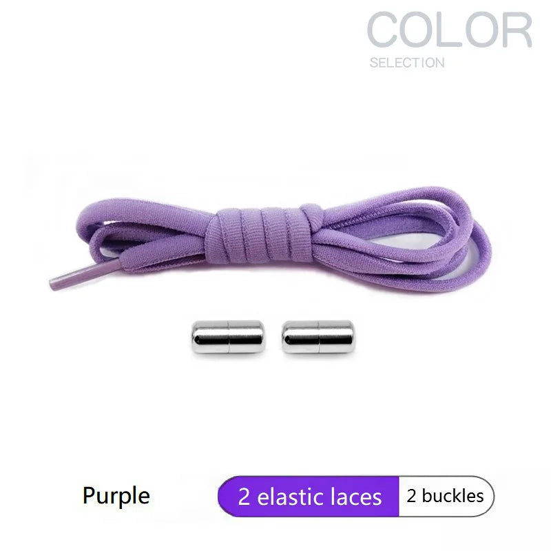 4Pcs/1Pair 100cm Elastic No Tie Shoelaces Metal Lock Shoe Laces For Kids Adult Sneakers Quick Shoelaces Semicircle Shoestrings