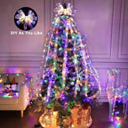 Christmas Ribbon Fairy Light Christmas Decoration DIY Bows String Light Tree Ornaments For Home 2025 Xmas Decor New Year Navidad