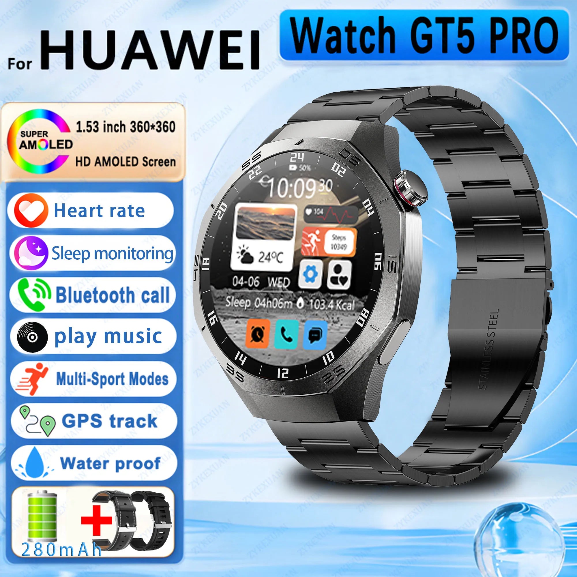 2025 New For Huawei Watch GT5Pro Military GPS Smart Watch Men Full Touch Screen Sport Fitness HealthTest Voice Call SmartWatch