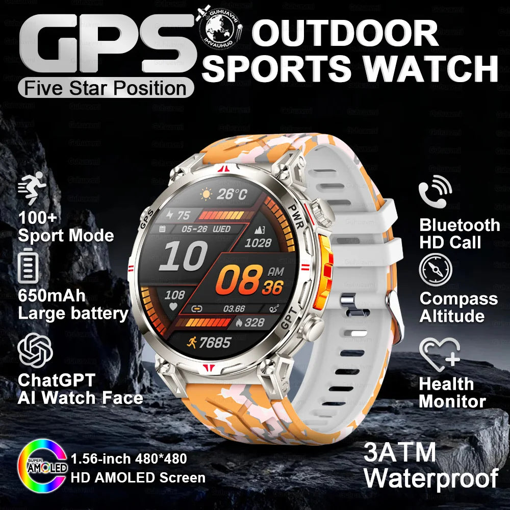 2025 New T-Rex 3 Ultra Original Military-Grade GPS Smart Watches Men Sport Tactics Compass BT Call Waterproof Swim Smart Bracelet