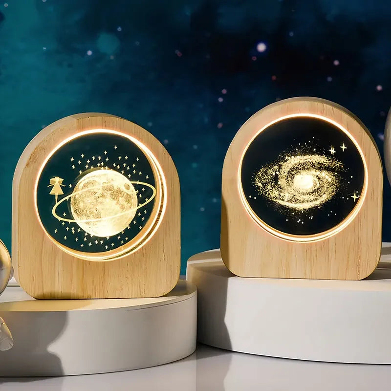 3D Laser Engraved Solar System Astronomy Crystal Glass Desktop Decoration Ornaments Valentine's Day Birthday Gift