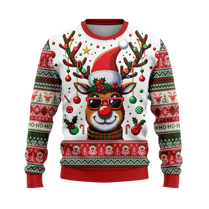 Hilarious Santa Claus Ugly Christmas Sweaters for Men Funny Animal Graphic Sweatshirts Xmas Holiday Unisex Pullovers Sweater Top