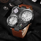 Luxury Large Dial Men Sports Watches Casual Leather Strap Quartz Wristwatches for Men Clock Reloj Hombre（Without Box）