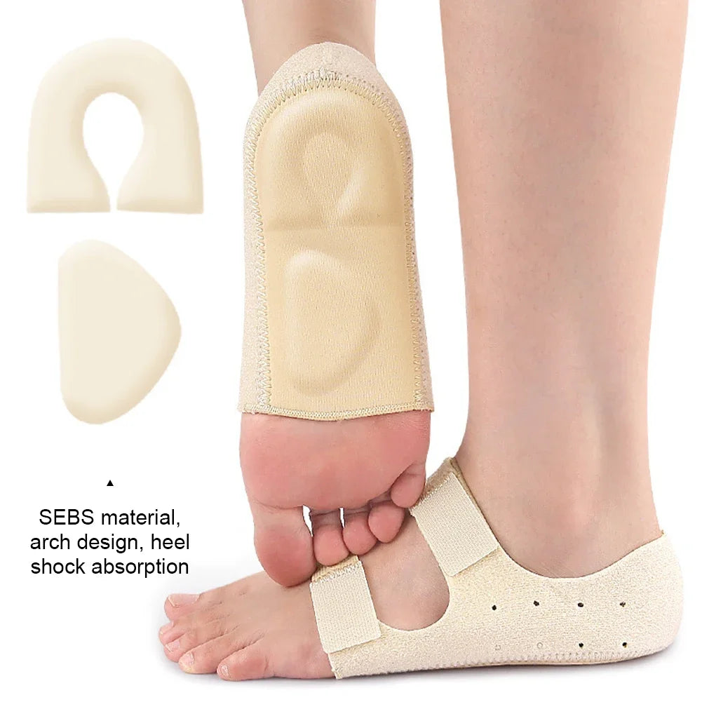 Foot Arch and Heel Protection Cover Shock Absorption Foot Protection Crack Prevention Height Correction Flat Arch Support Insole