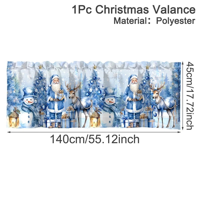 Christmas Curtain Valance Xmas Rod Pocket Window Treatment for Living Room Kitchen Bedroom Christmas Decorations For Home 2025