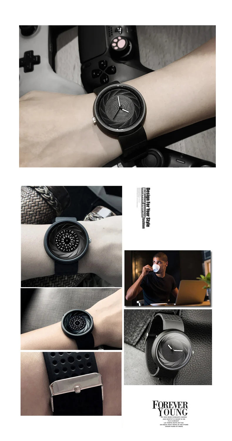 2023 men's gift Enmex creative industrial Lens and prism wristwatch coil design light sports fashion quartz watches