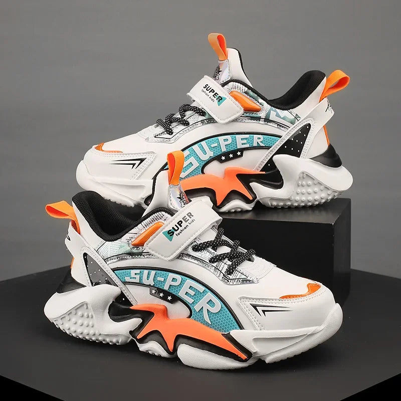 Sport Kids Leather Sneakers Four Season Boys Casual Shoes Non Slip Children Fashion School Walking Running Shoes Size 28-39