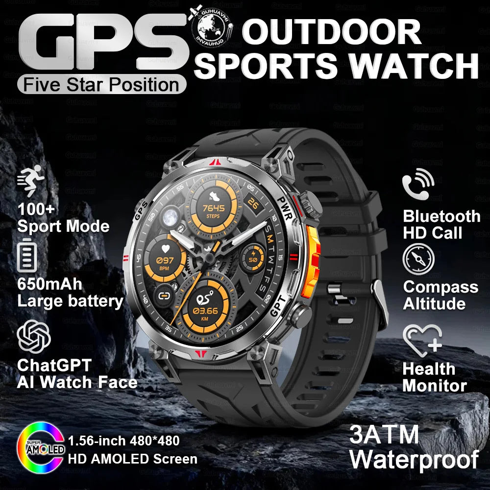 2025 New T-Rex 3 Ultra Original Military-Grade GPS Smart Watches Men Sport Tactics Compass BT Call Waterproof Swim Smart Bracelet