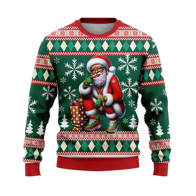 Hilarious Santa Claus Ugly Christmas Sweaters for Men Funny Animal Graphic Sweatshirts Xmas Holiday Unisex Pullovers Sweater Top